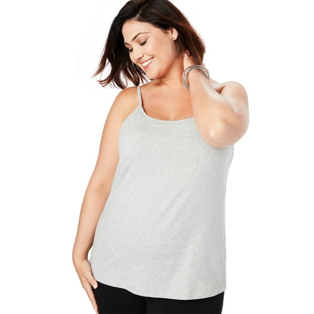 Roamans Womens Plus Size Bra Cami with Adjustable Straps